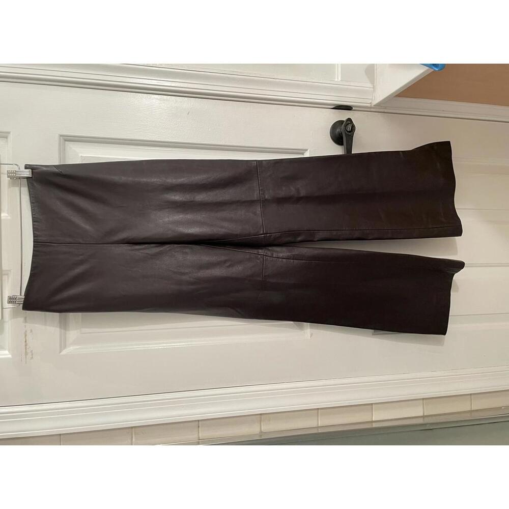 Chic Brown Leather Flared Pants - image 8